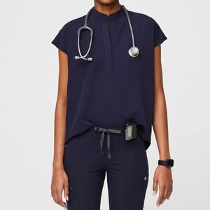 Figs Navy Rafaela Oversized Scrub Top